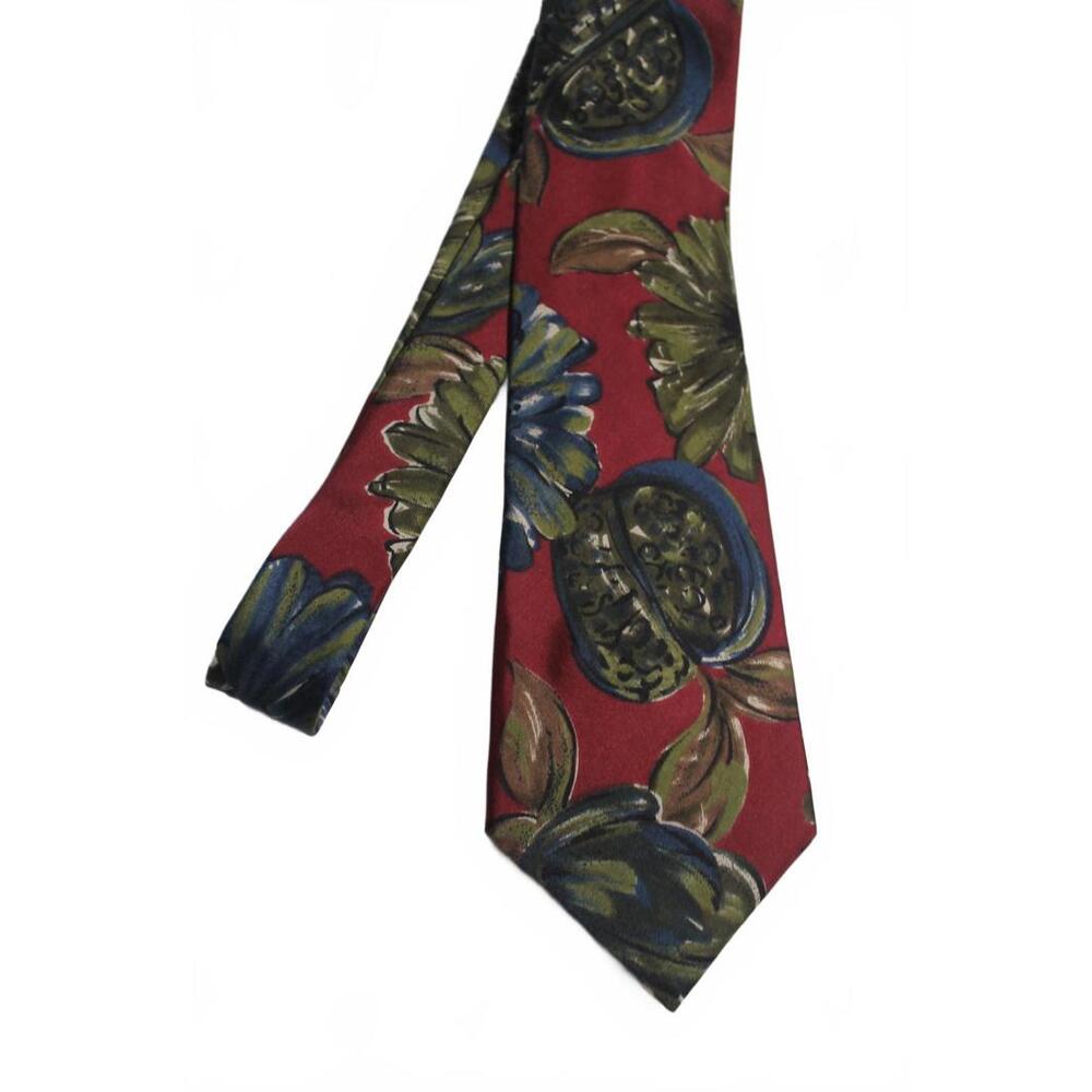 Vintage STUART HUGHES Silk Necktie, Maroon-Blue-Green, 4 X 56 Inches